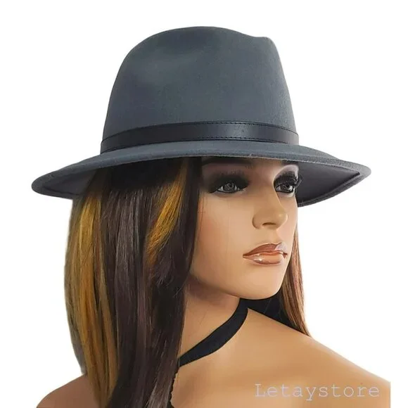 NWT CINTELLI & GALLUZZO Italy Wool Leather Trim Felt Fedora Hat